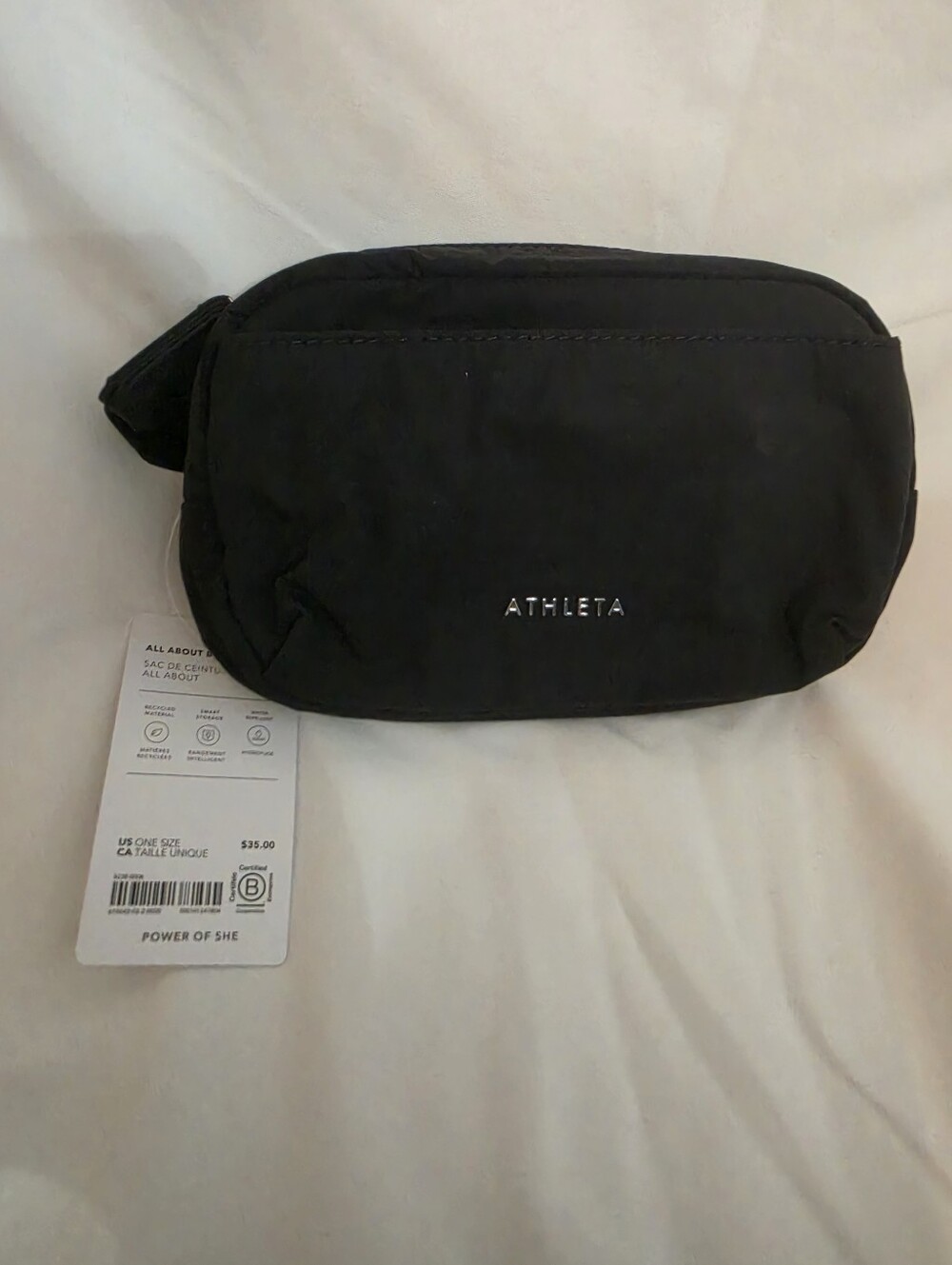 NWT Athleta All About Belt Bag Black Crossbody Fanny Pack Water Repellent